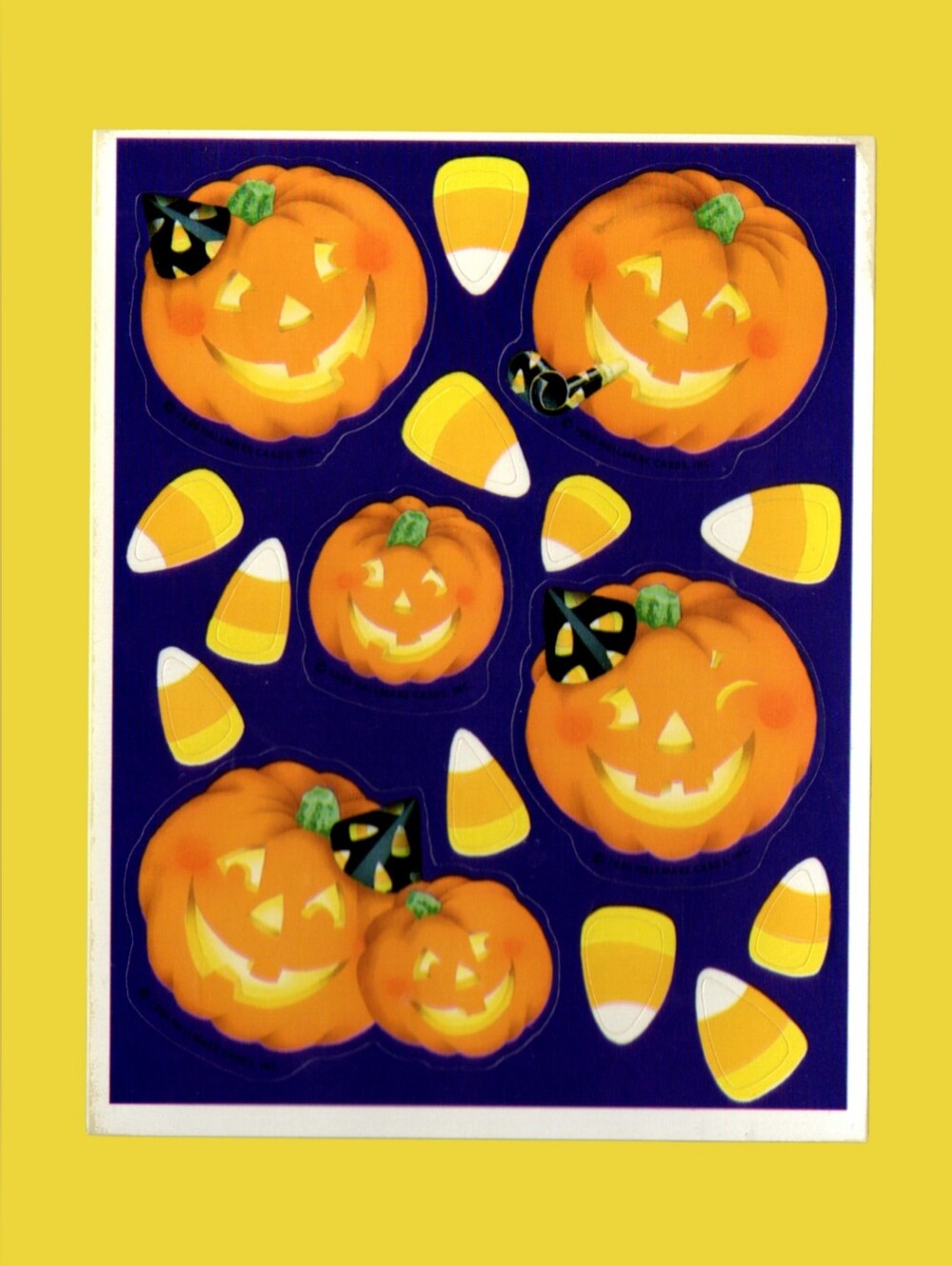 Vintage Hallmark Halloween Jack-o'-Lantern & Candy Corn Sticker Sheet